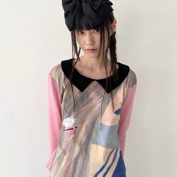 샵페어리 걸카라 페인팅 셔츠girl painting collar shir