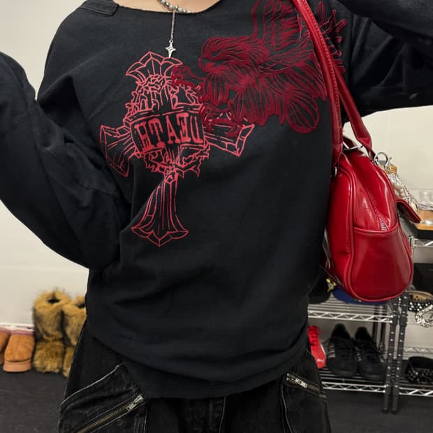 올드 빈티지 브이넥 언밸런스 쭉티