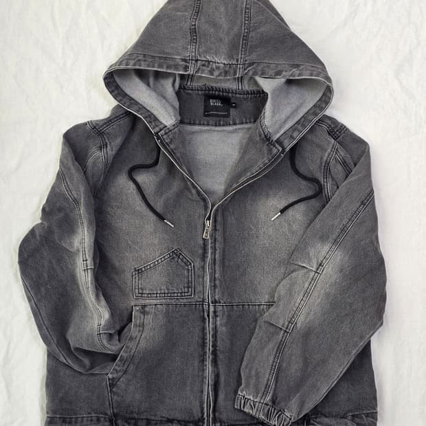 디미트리블랙 워싱 데님 후드 집업 자켓