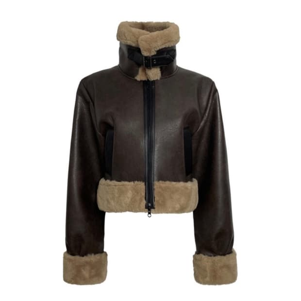 보헤미안서울 하이넥 무스탕 브라운