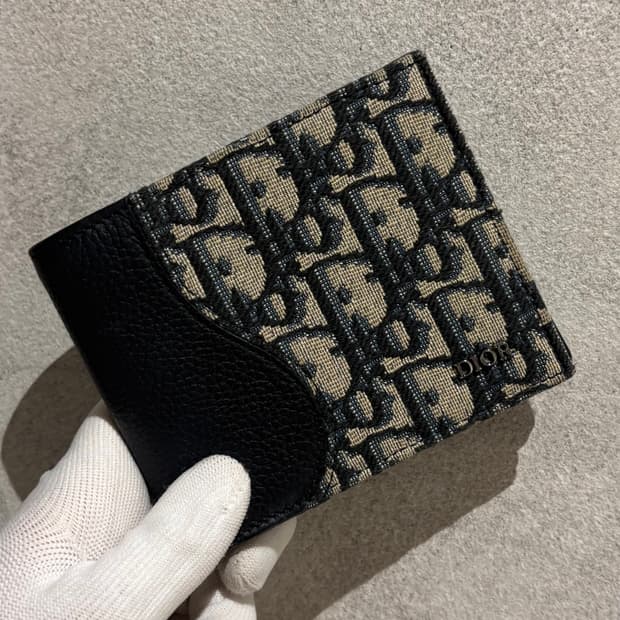 A+ OS사이즈 디올 오블리크 새들 반지갑 베이지