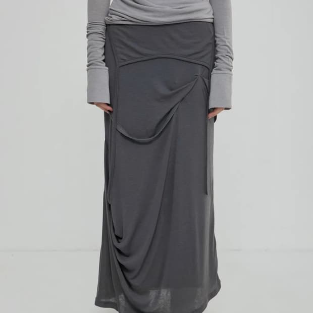 플레어업 Asymmetrical Draped Long Skirt 해