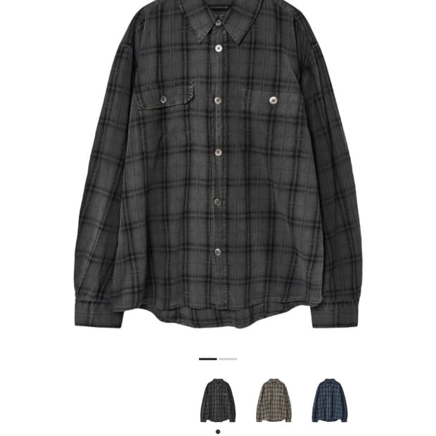 해칭룸 2Pk 셔츠 롱 오버 다이드 체크 그레이