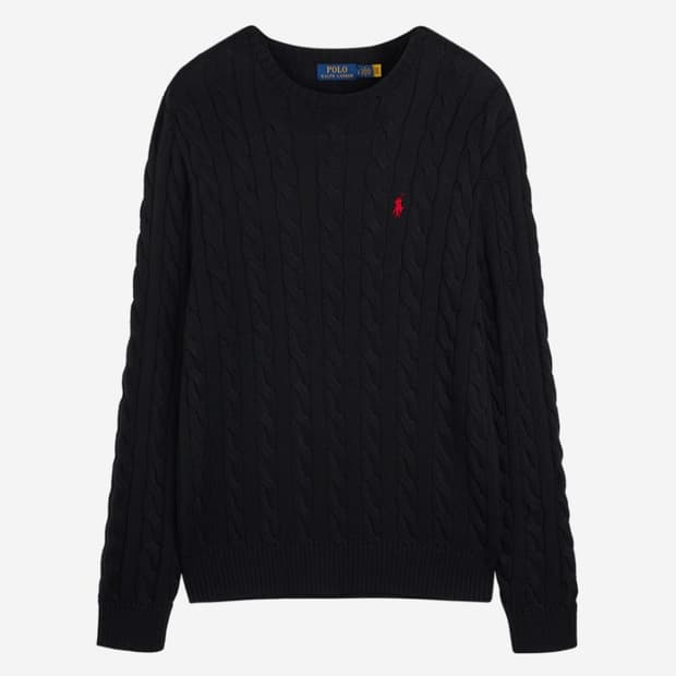 폴로 네이비 꽈배기 니트