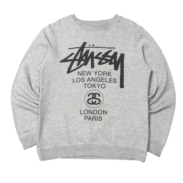 (S) 00s 스투시 월드투어 맨투맨 그레이