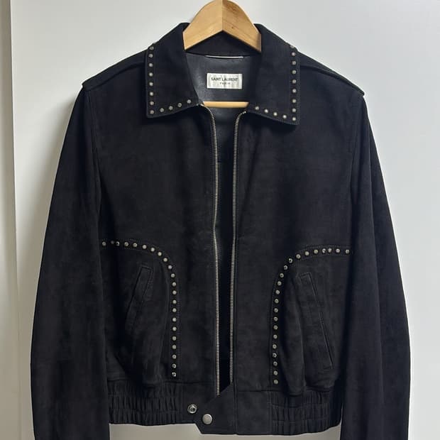 생로랑 20ss 스웨이드 플라워 스터드 자켓 46사이즈