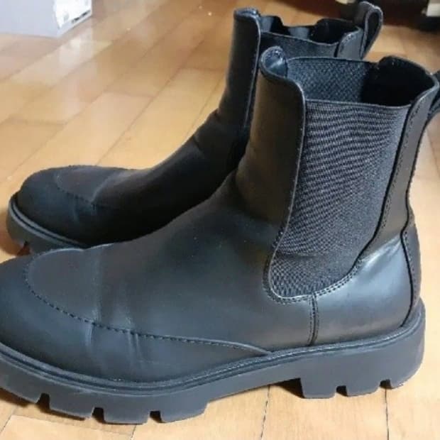 자라 ZARA 첼시부츠 블랙 레더 워커 43 275