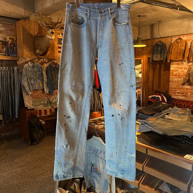 80s USA 빈티지 리바이스 501 66후기 셀비지 데님 팬츠