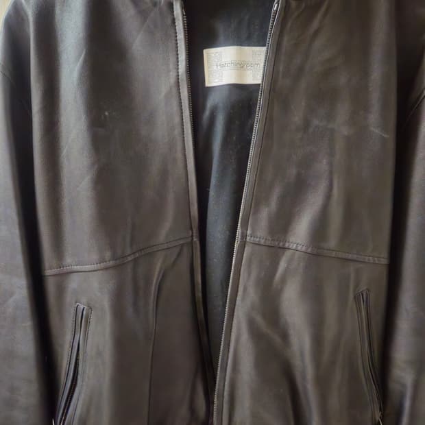 해칭룸 레더 후드 Lamb Nappa Black