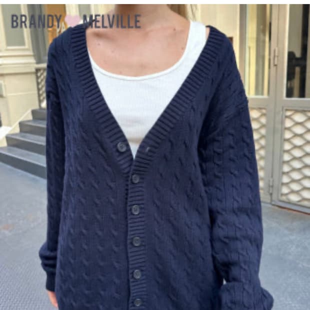 브랜디멜빌 가디건 꽈배기 니트 네이비
