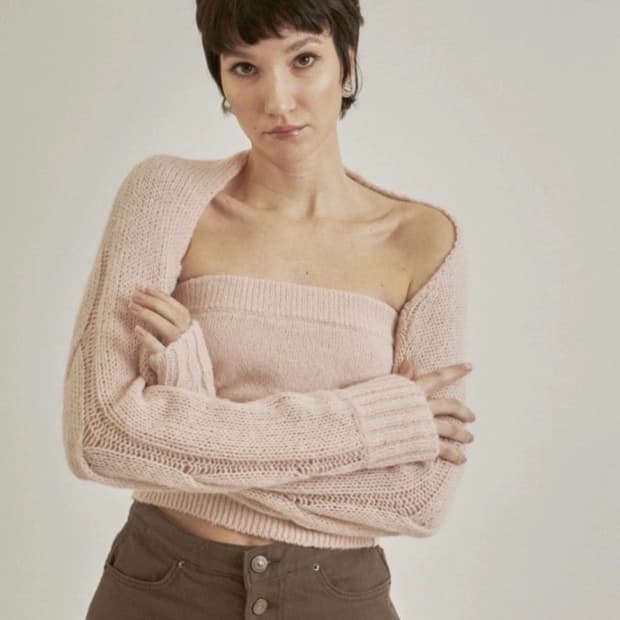 쓰리타임즈 캔디 니트 볼레로 탑 세트