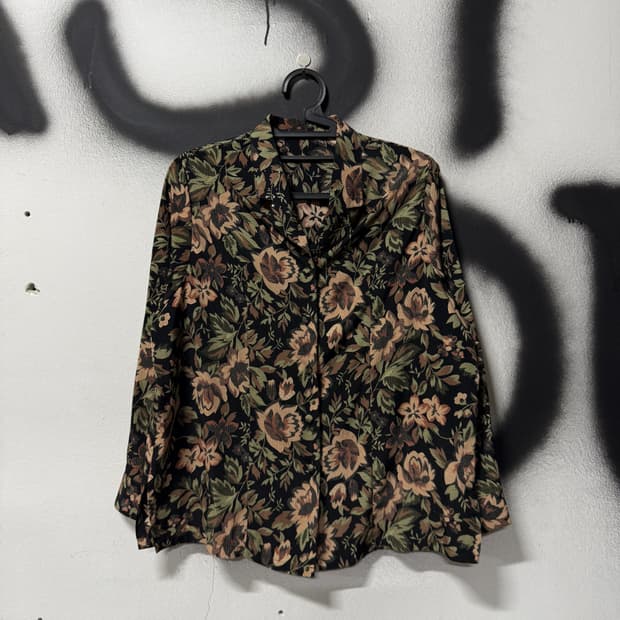 VTG 빈티지 큐빅 디테일 플라워 패턴 셔츠 자켓