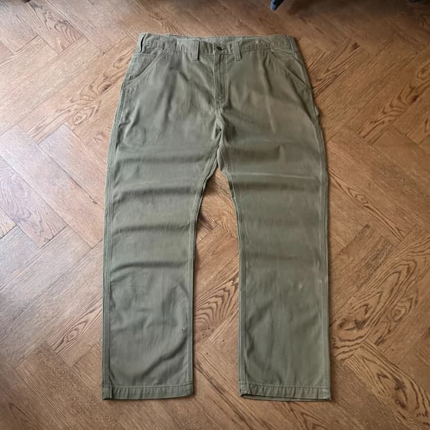 [40]칼하트 USA 아미 그린 코튼 싱글니 카펜터 워크 팬츠