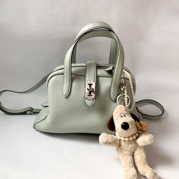 분크 스몰 토크 백 라이트 모스그린 컬러 & 키링 set