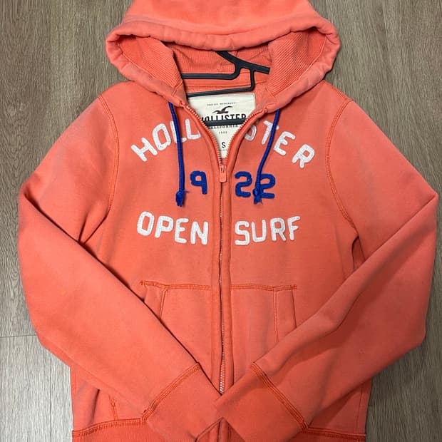 홀리스터 코랄 오렌지 후드집업 S