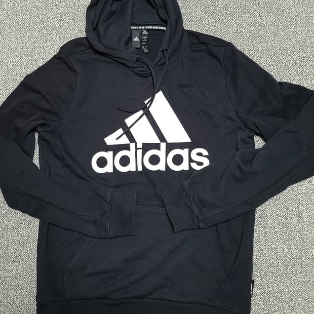 아디다스 빅로고 후드티 XL정사이즈 로  95  적당 검정