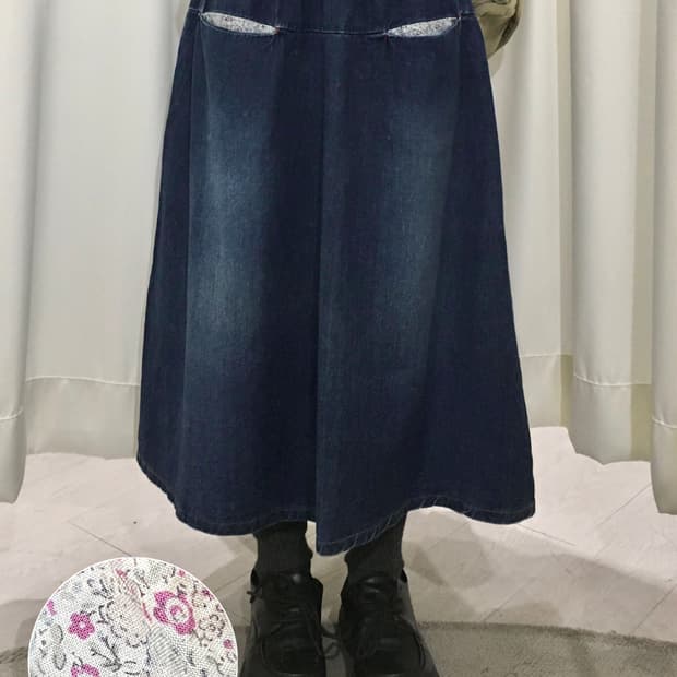 flower pocket denim skirt