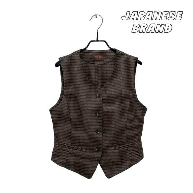 Japanese vintage 체크 베스트 조끼