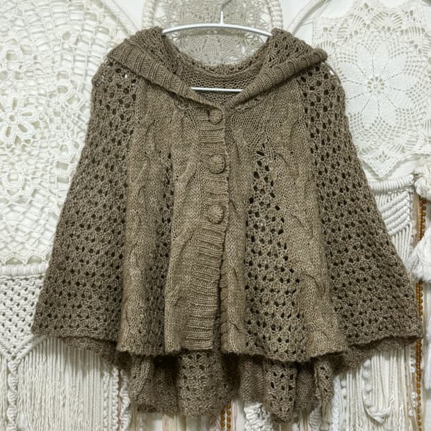 Brown Twist Hoodie Cape