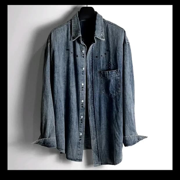 가키하라 블루종 워시드 데님 셔츠