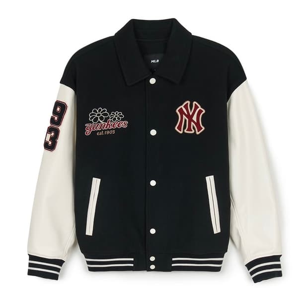 MLB 엠엘비 코리아 울 팝 카라 바시티 자켓 NY 블랙 XL