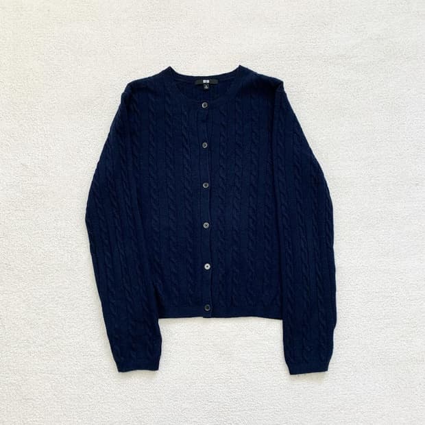 딥네이비 꽈배기 보들 가디건
