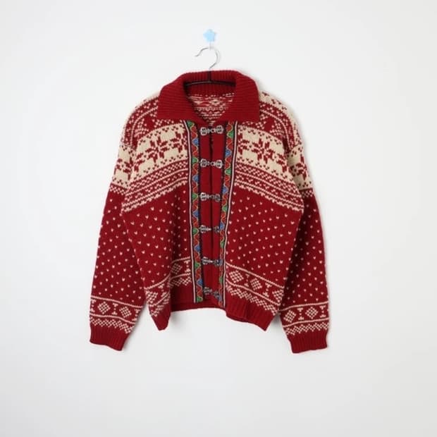 Vintage Nordic Knit Hook Cardigan