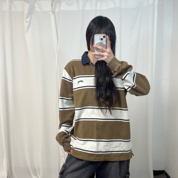 Stussy stripe rugby shirt