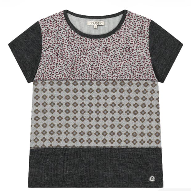 COYSEIO Flower Patchwork T-Shirt Grey 2