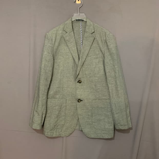 M 헨리코튼 이탈리안 슬림핏 린넨 혼방 체크 블레이저 자켓