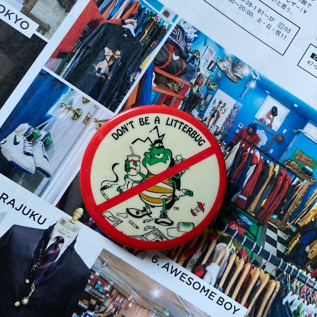 빈티지 LITTERBUG 버그 프린팅 핀 버튼 뱃지 브로치 악세사리