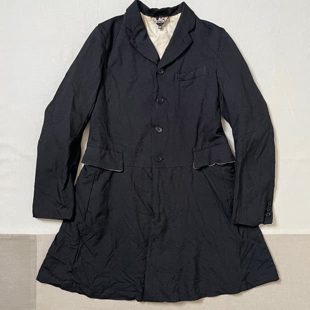 꼼데가르송 블랙 축융폴리 스트라이프 코트 comme des garcons