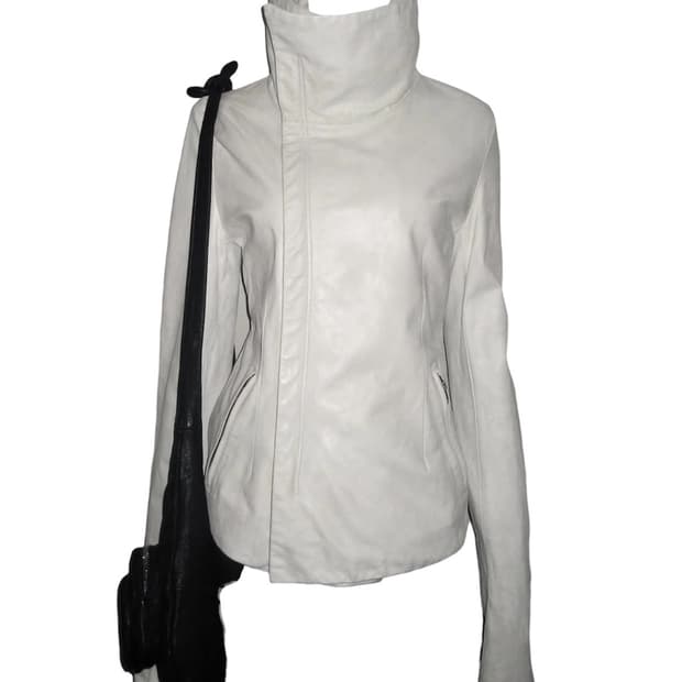 릭오웬스 맛 하이넥 레더 자켓