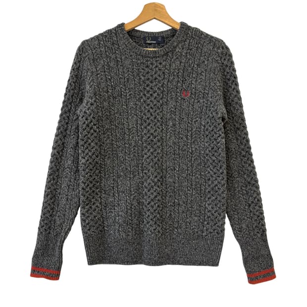 프레드페리 로고 울 니트 XS