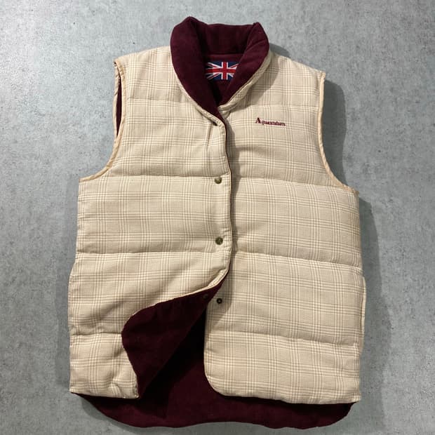 [M-L] Aquascutum 아쿠아스큐텀 덕다운 체크 패딩베스트