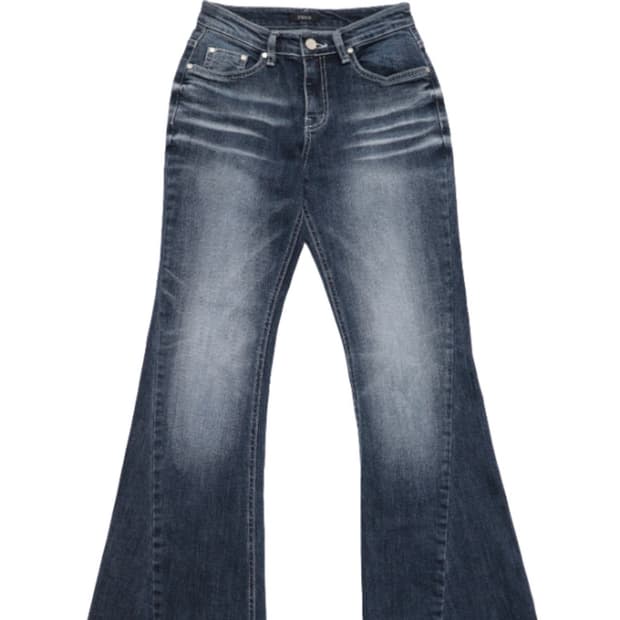 시너진 브러쉬 캣 워싱 데님 팬츠 딥 블루 (카리나 착용)