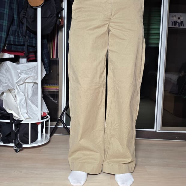 폴로 베이지 와이드 팬츠
