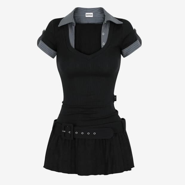비엔프롬 bnfrom study wasit belt dress 블랙