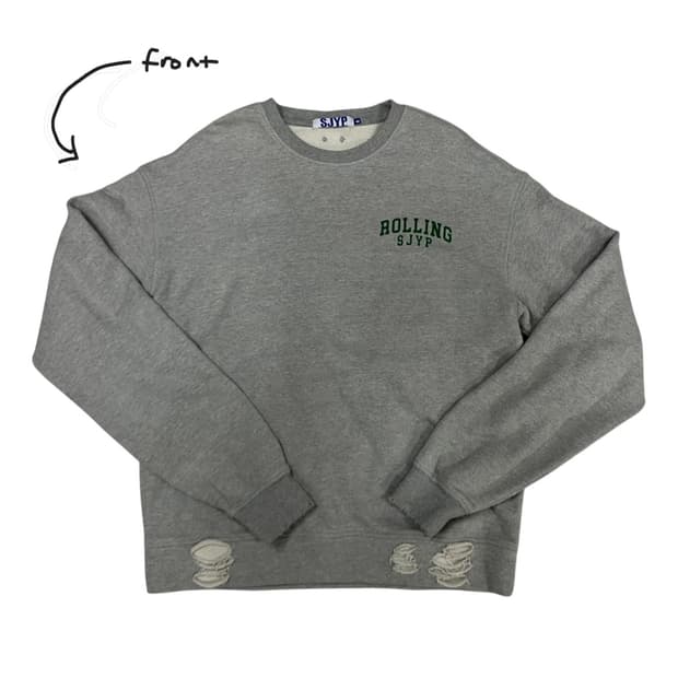 한섬 데미지 프린팅 맨투맨 티셔츠 S