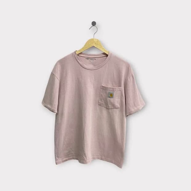 칼하트 시그니처 베이비핑크 포켓 반팔티 L