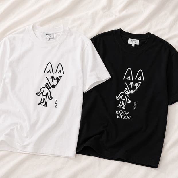 메종키츠네 파티폭스 반팔티 블랙/화이트