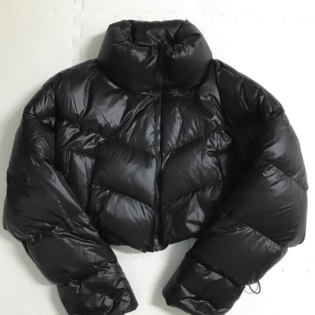 빈티지 덕다운 유광 숏패딩
