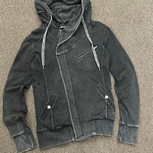 M)재패니즈 빈티지 그레이 하이 집업 후디