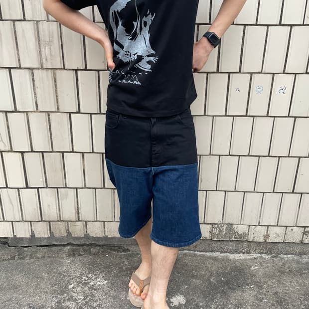 raf simons HORIZONTAL CUT shorts