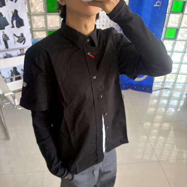 fake layered cotton long-sleeve shirt