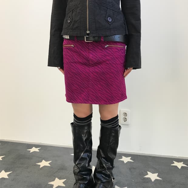 'UNIQLO' Y2k Zebra Print Mini Skirt