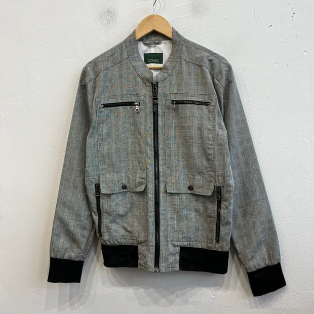 ZARA MAN 자라 린넨 체크 봄버 블루종 자켓
