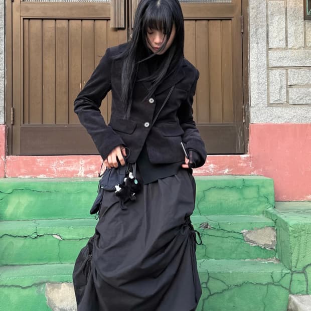 Woohwa side strap shirring sk black