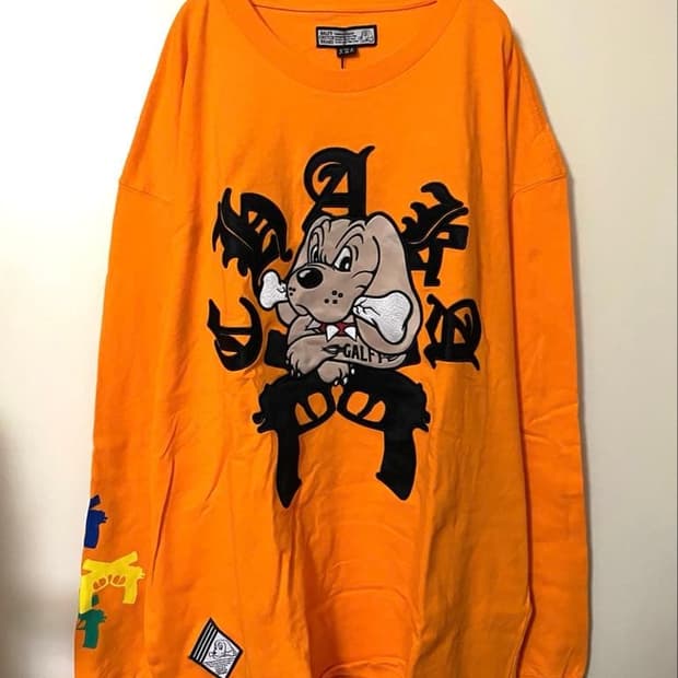 일본브랜드 GALFY 불독 자수 프린팅 긴팔 티셔츠 XL