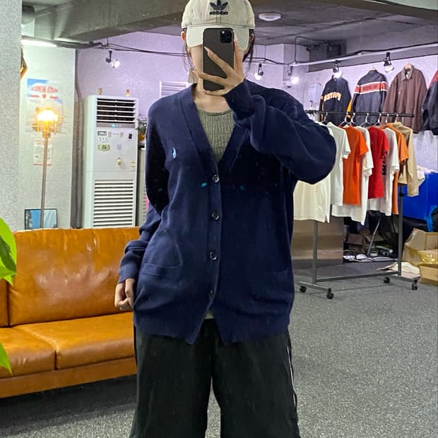 폴로 랄프로렌 클래식 브이넥 가디건 네이비 B5347